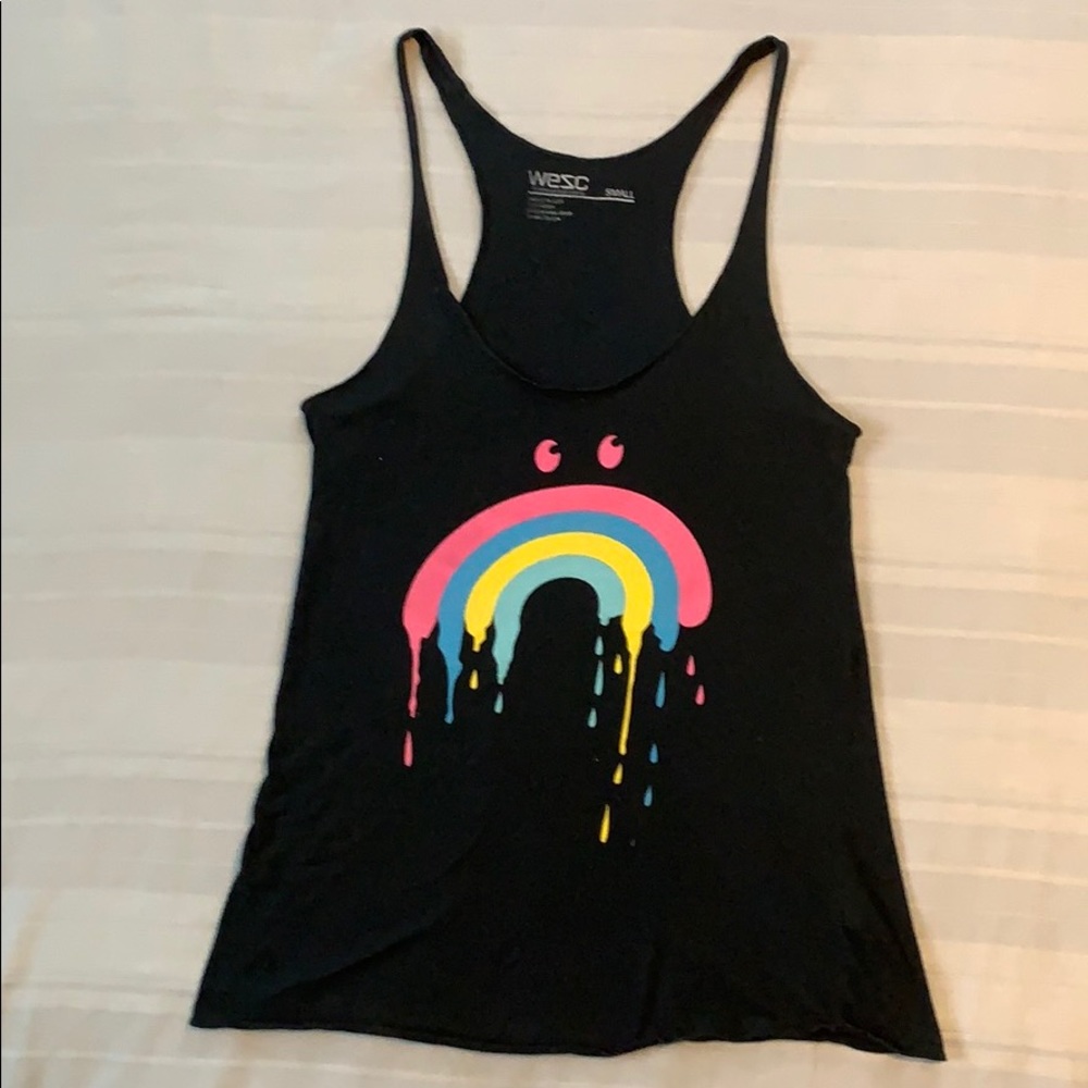 WESC Drippy Rainbow Tank Top, Size Small